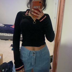 American Eagle Outfitters Ribbed Zipper Black Long